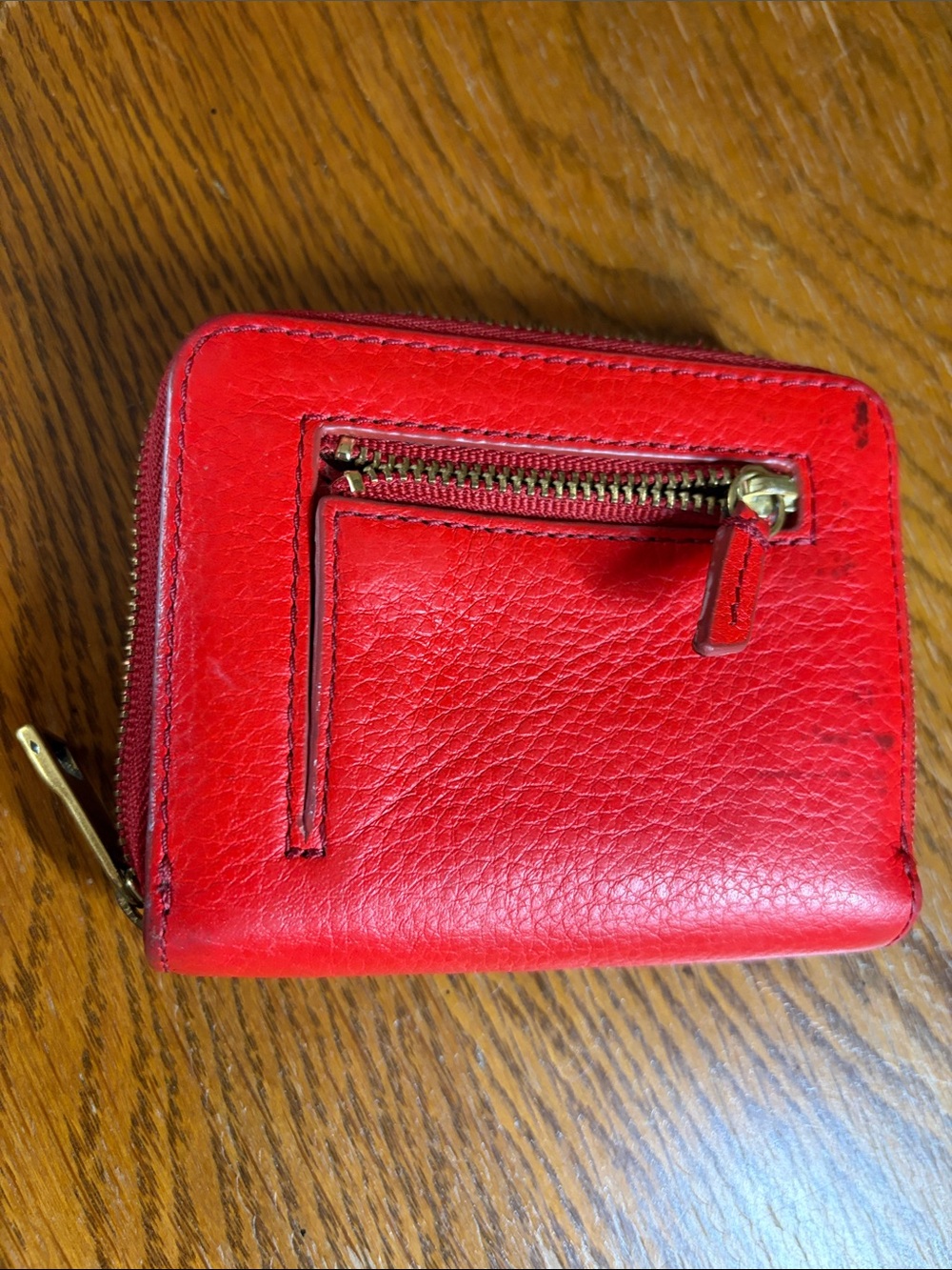 Fossil Red Zip-Around small Leather Wallet